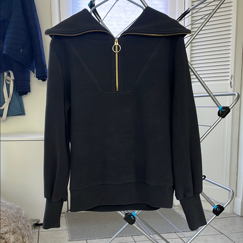 Varley Vine Ottoman Half Zip Pullover Sweater | Black | Size S